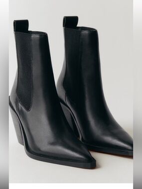 Mango Leather Pointed Ankle Boots